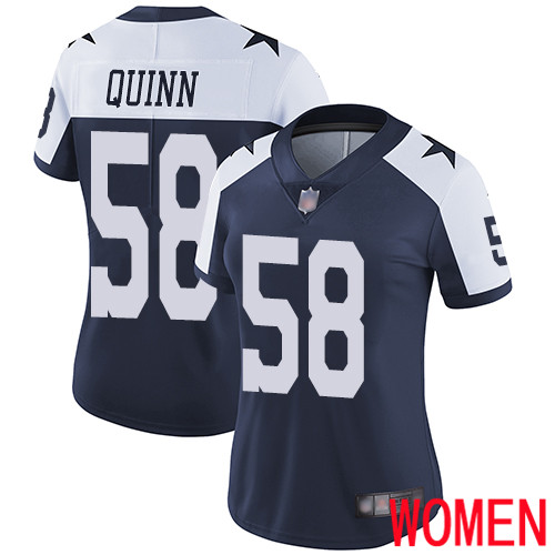 Women Dallas Cowboys Limited Navy Blue Robert Quinn Alternate 58 Vapor Untouchable Throwback NFL Jersey